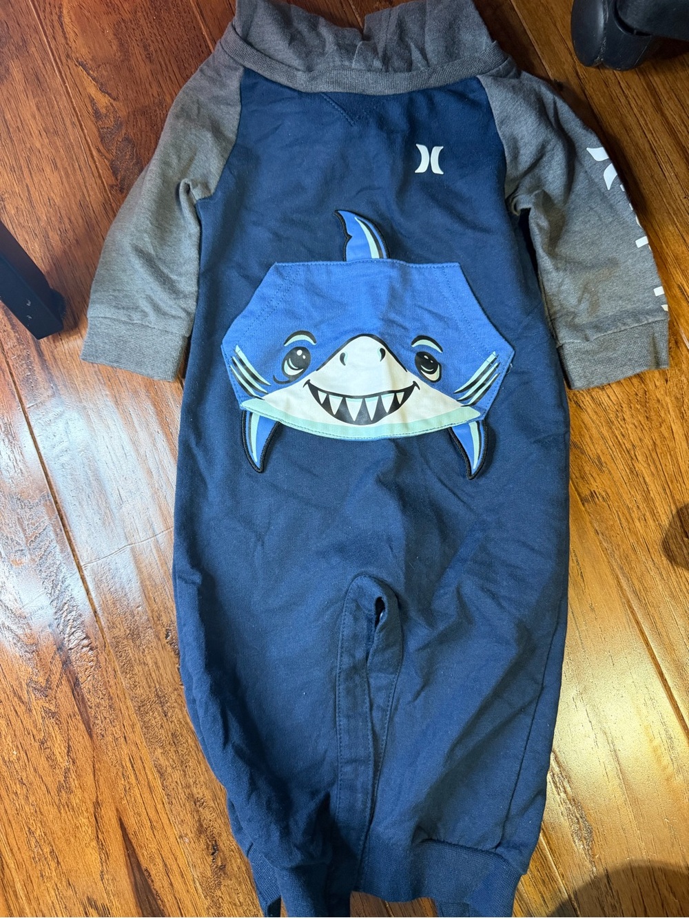 Hurley Navy & Gray Shark Pocket Kids One-Piece Romper